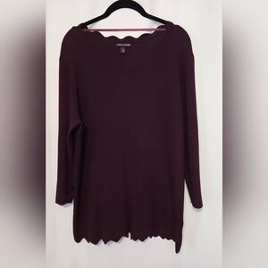 Cable & Gauge Deep Purple Knit Top